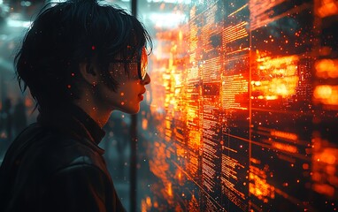 A futuristic AR museum exhibit where visitors interact with holographic historical figures telling stories in real-time