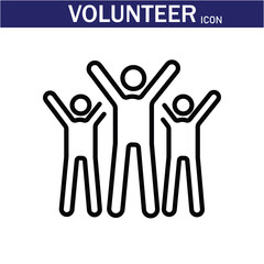 Fototapeta premium Volunteer Vector Line Icon . Volunteering, Charitable Organizations Logo Linear Pictograms. Donations, Humanitarian Aid, Peace-Keeping Missions Symbols Contour Illustrations . EPS 10 .
