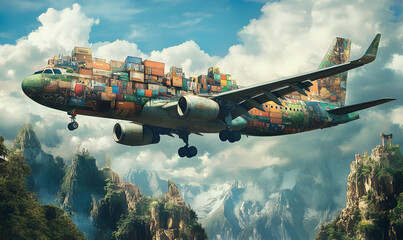 cloud view with aeroplane