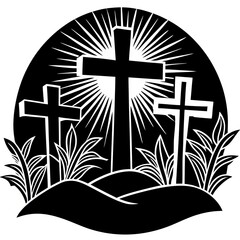 Easter Three Crosses Motif Silhouette