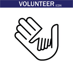Volunteer Vector Line Icon . Volunteering, Charitable Organizations Logo Linear Pictograms. Donations, Humanitarian Aid, Peace-Keeping Missions Symbols Contour Illustrations . EPS 10 .