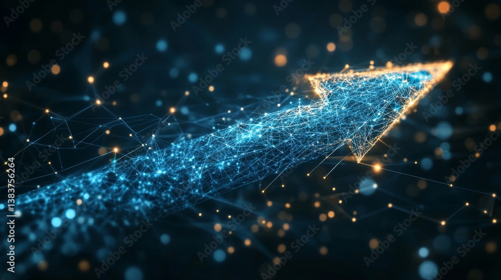 Poster digital arrow progressing forward abstract technology visualization futuristic background motion gra