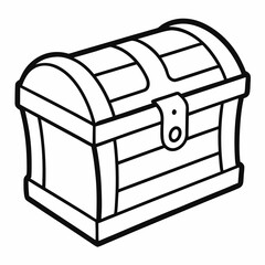 Wooden Chest Outline Coloring Book Page Line Art
