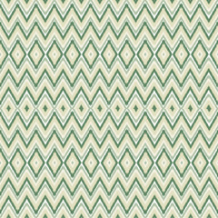 Chevron ikat pattern in shades of green and beige with diamond accents, wallpaper design, seamless digital paper