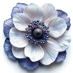 blue flower on white background