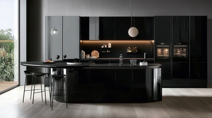 Modern Black Kitchen Interior Design Showcase