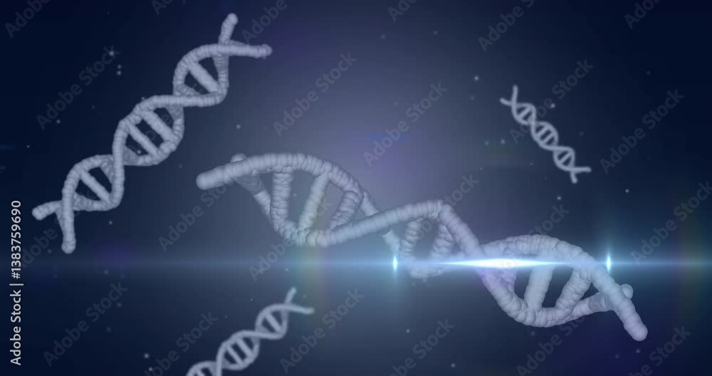 Poster glowing animation of dna strands floating in space with light effect