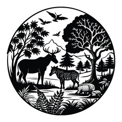 Fototapeta premium wild animals silhouettes