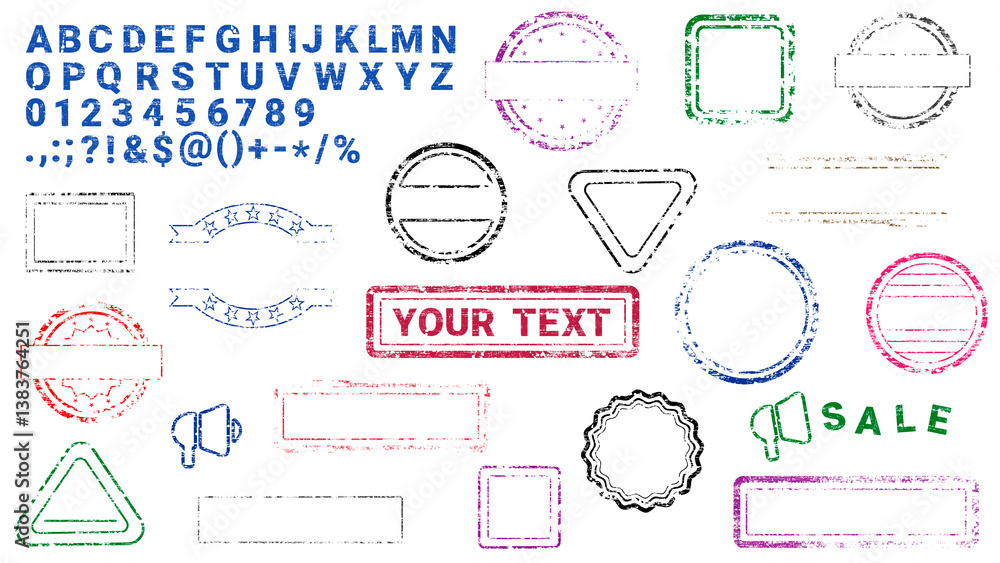Fototapete grungy letters and frames to create your own stamps