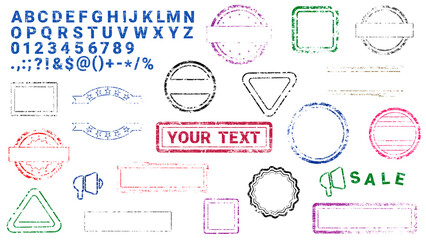 Grungy letters and frames to create your own stamps