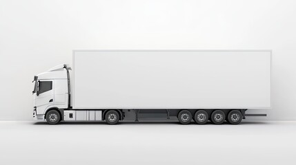 White semi-truck, blank cargo area