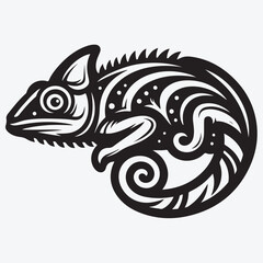 A Chameleon outline style vector logo stock illustration