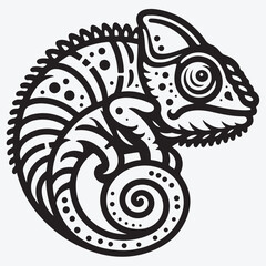 A Chameleon outline style vector logo stock illustration