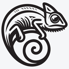 A Chameleon outline style vector logo stock illustration
