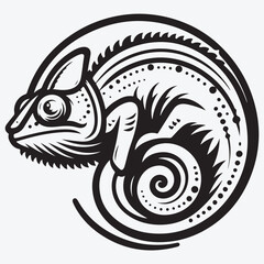 A Chameleon outline style vector logo stock illustration
