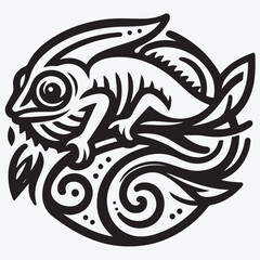 A Chameleon outline style vector logo stock illustration