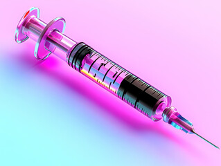 Pink and Blue Illuminated Syringe Close Up