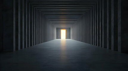 Fototapeta premium Dark Concrete Tunnel With Bright Exit