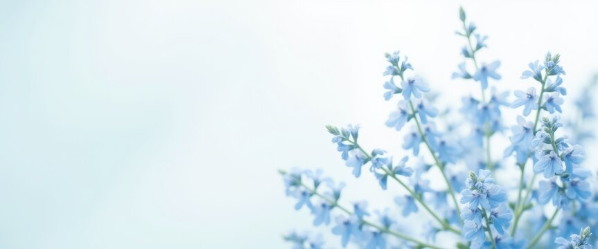 A serene close-up of delicate blue flowers against a soft, blurred background, evoking tranquility and natural beauty.
