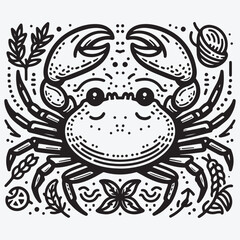 A Crab in line icon style stock illustration Black and White