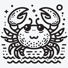 A Crab in line icon style stock illustration Black and White