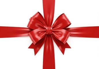 Red satin ribbon glossy bow