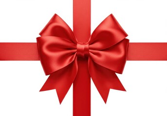 Red satin ribbon glossy bow