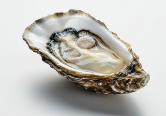 Oyster half shell glistening seafood