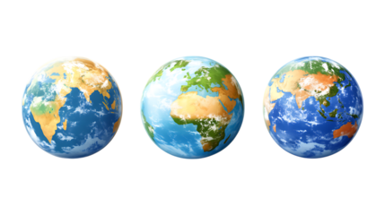 Pack of Globe Icons set Against Transparent Background for Travel, Global Business, or International Branding