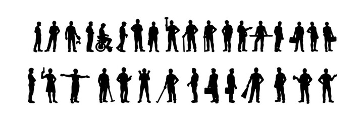 Silhouette Business Social and Communication Icons Set