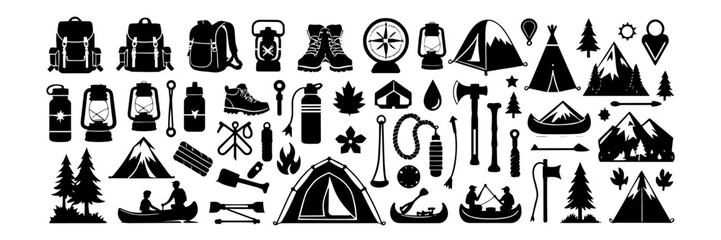 Silhouette Outdoor and Adventure Icons Set
