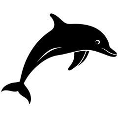 A dolphin jumping silhouette vector illustration on white background