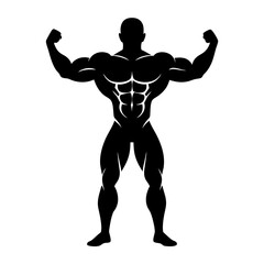 A body builder silhouette vector illustration on white background