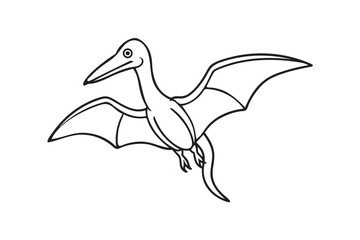 Pterodactyl line art on white background.