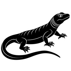 A monitor lizard silhouette vector illustration on white background