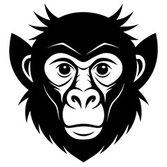 A monkey face silhouette vector illustration on white background