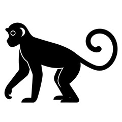 Obraz premium A monkey silhouette vector illustration on white background