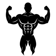 A body builder silhouette vector illustration on white background