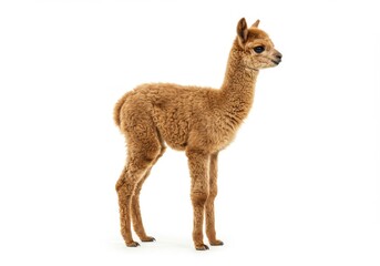 Fototapeta premium Baby alpaca fluffy standing side