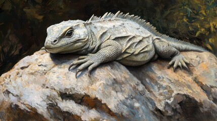 Fototapeta premium Gray Lizard on Rock