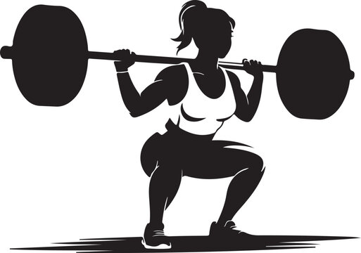 Female weightlifter silhouette athletic woman fitness or exercise vector