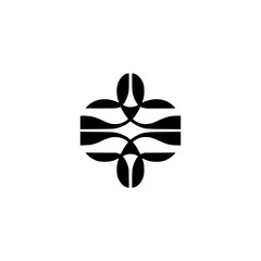 Symmetric Black Geometric Abstraction on Cream Background