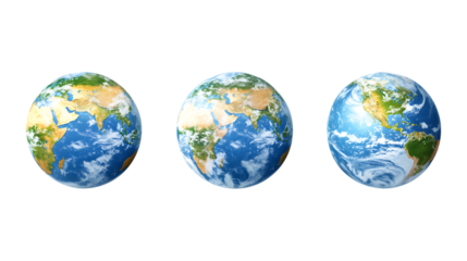 Pack of Globe Icons set Against Transparent Background for Travel, Global Business, or International Branding