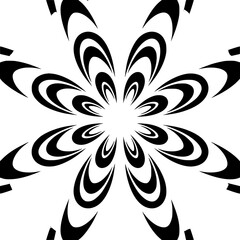 Abstract Floral Pattern on Grayscale, Geometric Design