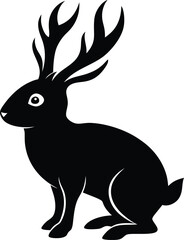 Jackalope Silhouette Vector & Mythical Creature Icon