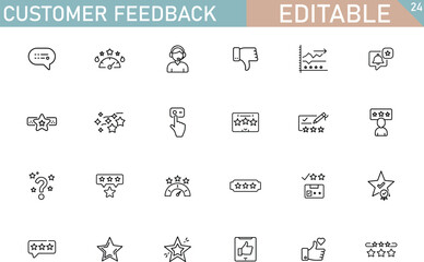 Editable Customer Feedback Icons Ratings, Reviews, and Support