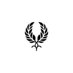 Elegant Black Laurel Wreath on White Background: Symbol, Logo, Design Element