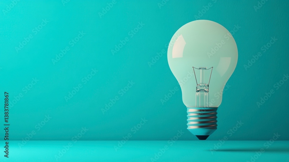Poster a single lightbulb floats against a teal background.