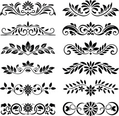 border frame floral decoration design illustration vector divider flourish ornament ornate vintag Set of vector calligraphic elements and page decorations