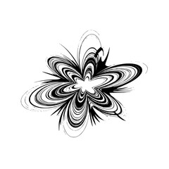 Abstract Flower Vector, Swirls, Monochrome, Modern Design